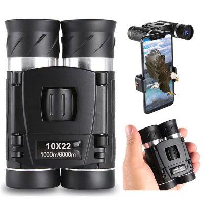 Binoculars for Adults Kids with Phone Adapter Compact 10x22 Lightweight Mini Pocket Binoculars for Bird Watching Hunting, Concerts Opera Theater Travel Outdoor Adventures Whale Watching