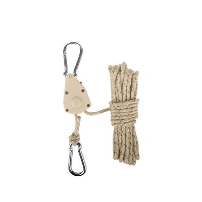 HUFFA 4M Adjustable Lanyard for Tent Fan Tent Wind Plant Lamp Rope Ratchet Hanger Lifting Pulley Hook Camping Buckle (Color : Khaki)