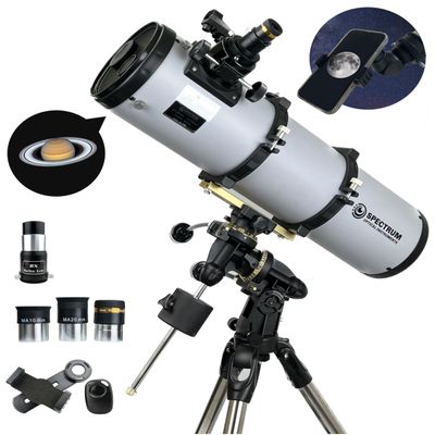 SpectrumOI Telescope for Kids & Adults - Premium EQ Reflector, 150mm 6" Aperture with Aspherical Eyepiece