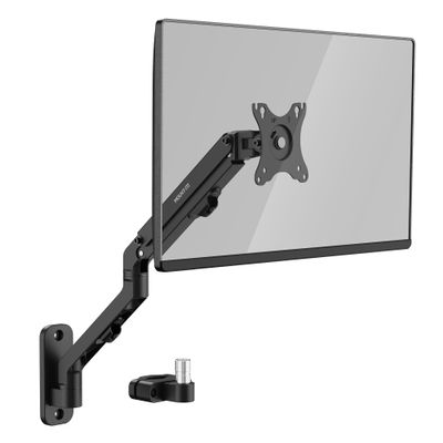 Mount-It! Single Monitor Wall Mount, Computer Monitor Wall Mount Arm, Vesa 100x100 75 x 75 - Pole Mounting, Full Motion Vesa Wall Bracket for 17" to 32" Screens, Curved Displays, 15.4 lb max