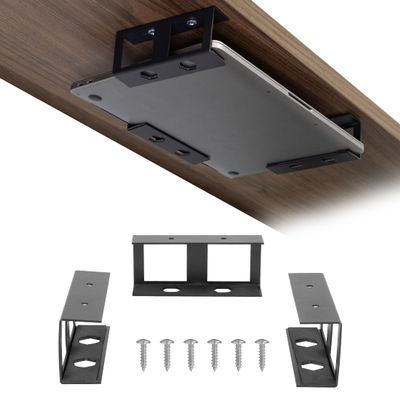 Mount-It! Under Desk Laptop Mount Holder, Laptop Mount for Desk, Space Saver Small Multimedia Device Bracket Underdesk Shelf for Notebook, Mac mini, MacBook, Keyboard, Anti Scratch, Black