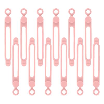 12pcs Pink Silicone Cable Ties, Multipurpose Elastic Cord Organizer for Bundling and Fastening, Office/Home/Kitchen/School/Travel Organization