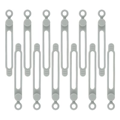 12Pcs Grey Silicone Cable Ties, Grey Cord Strap, Silicone Cable Straps, Rubber Cable Ties, Charger Computer Headphone Mouse Cord Ties for Office Home Kitchen School Travel Organization