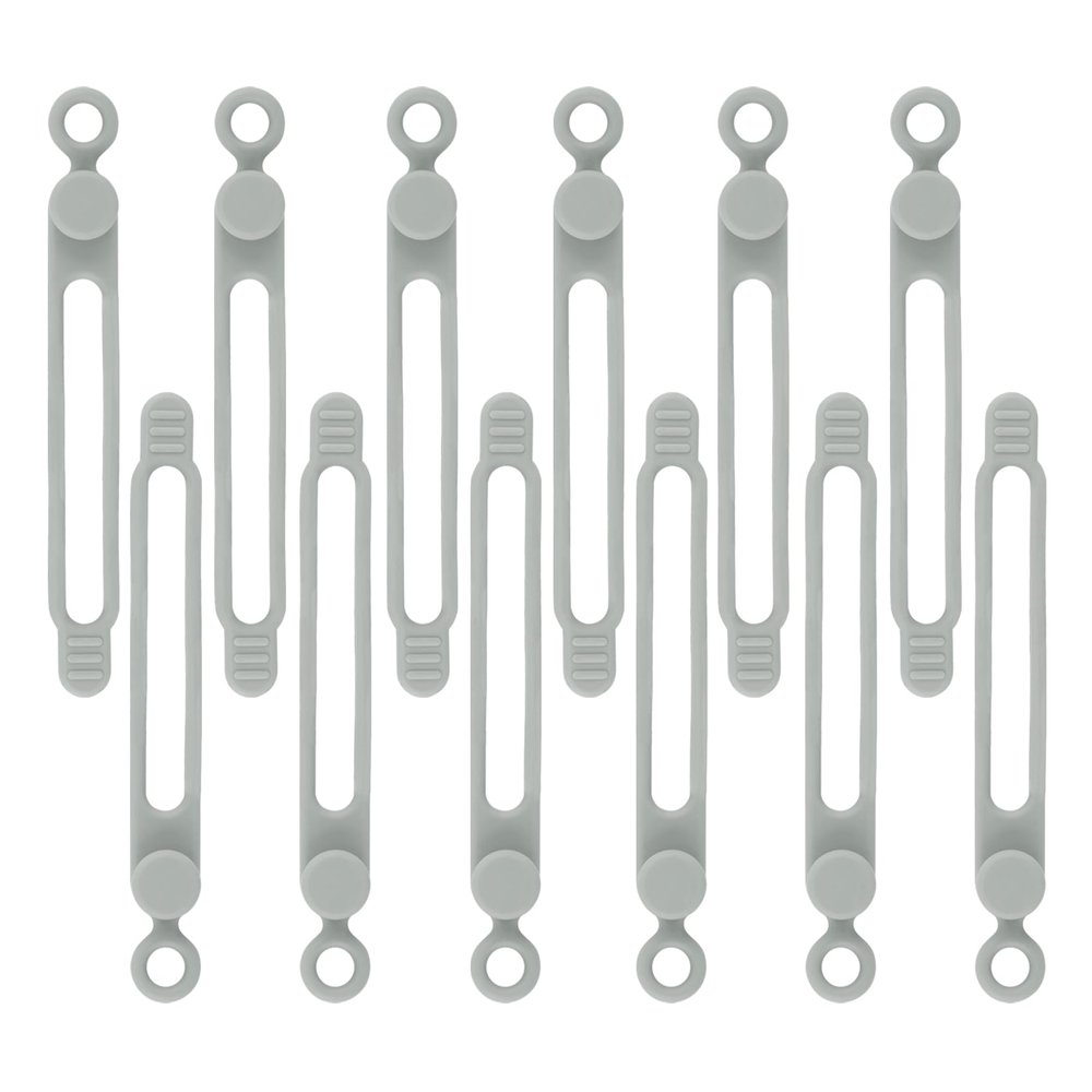 12Pcs Grey Silicone Cable Ties, Grey Cord Strap, Silicone Cable Straps, Rubber Cable Ties, Charger Computer Headphone Mouse Cord Ties for Office Home Kitchen School Travel Organization