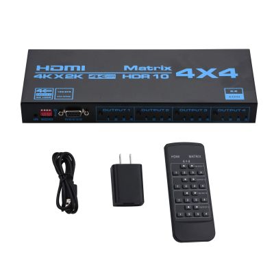 MOUDOAUER HDMI Matrix Splitter 4 in 4 Out, 4x4 Support HDCP 2.2 ARC 3D 4K@60Hz with SPDIF and L/R Splitter 3 Ports Distributor Display Duplicate for HDTV, STB, DVD, Game Console, Projector