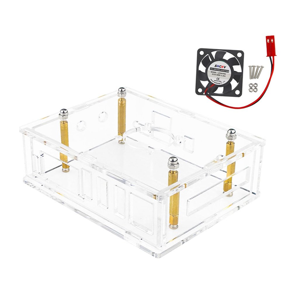 MOUDOAUER Acrylic Case + Cooling Fan Enclosure Box Protective Shell Cover Transparent Clear Case for Orange Pi 5 Plus