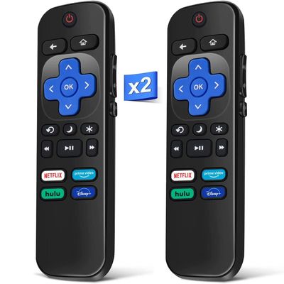 2 Pack Remote for Roku TV, Replacement for TCL/Hisense/Sharp/for Onn Roku TV Remote with Netflix Disney+/Hulu/Prime Video Hot Keys