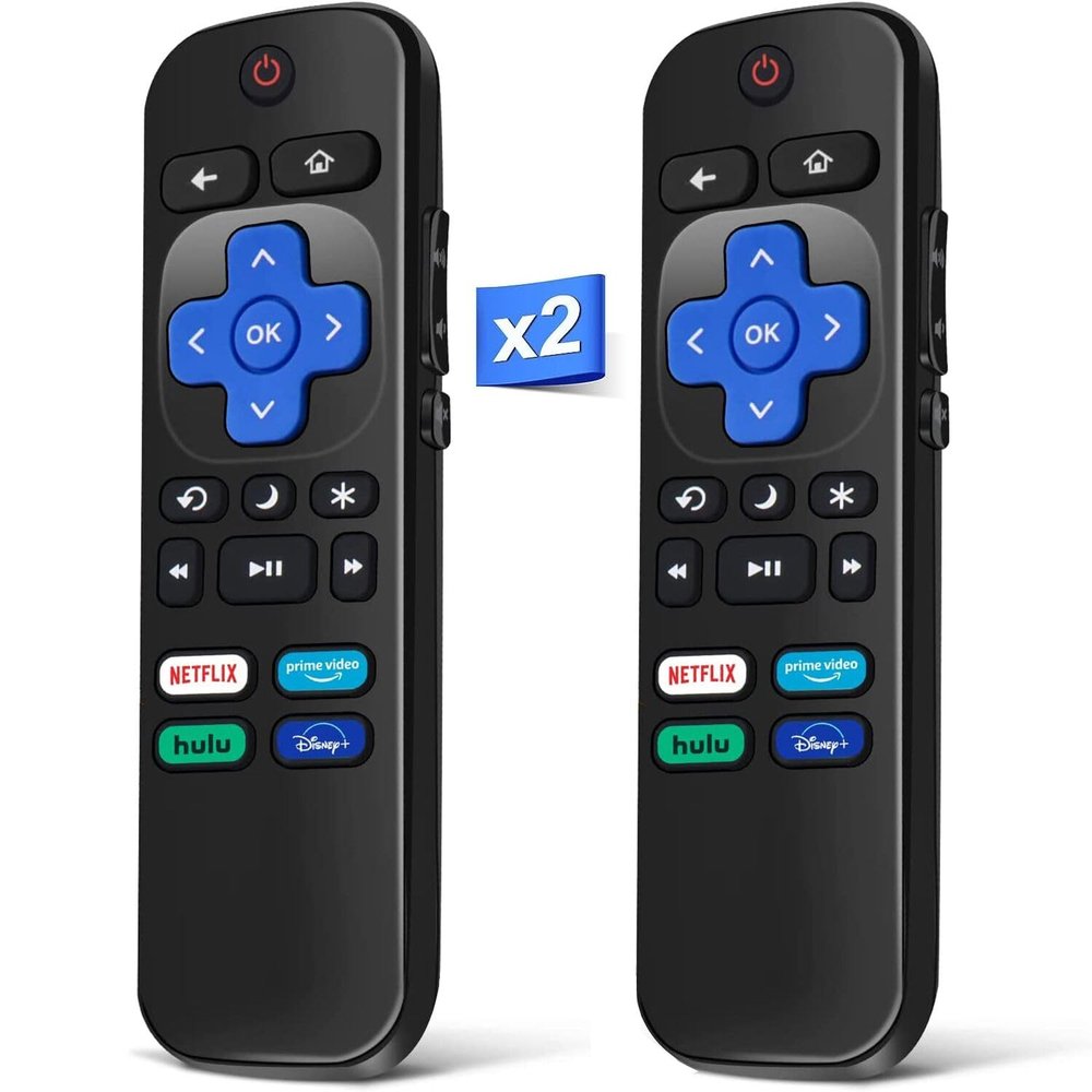 2 Pack Remote for Roku TV, Replacement for TCL/Hisense/Sharp/for Onn Roku TV Remote with Netflix Disney+/Hulu/Prime Video Hot Keys