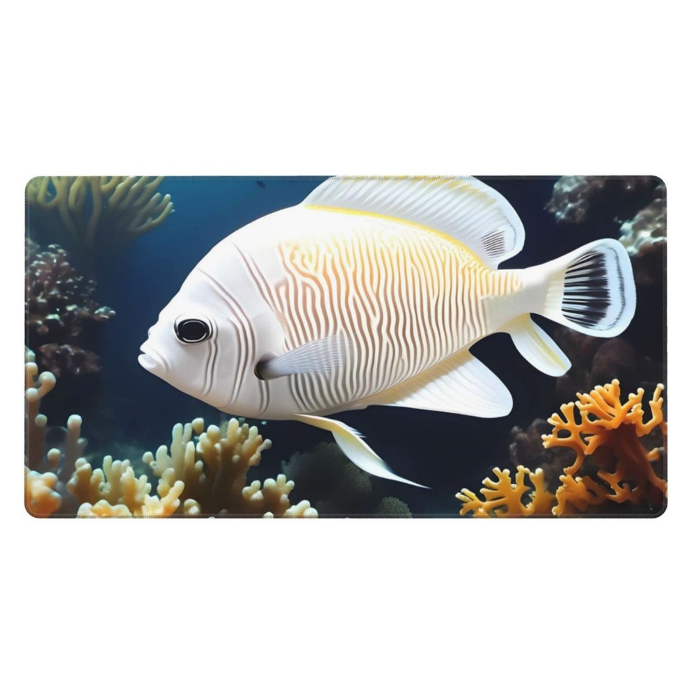 White-Golden Fish Mouse Pad, Gaming Mouse Pad, Laptop Mouse Pad for Office, Work, Gaming, Home, Etc. (29.5 in. X 15.8 in.)