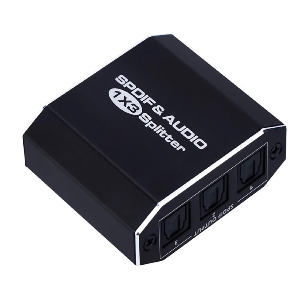DAGIJIRD 1X3 SPDIF Toslink Optical Digital Audio Splitter Aluminum Alloy 1 in 3 Out Support LPCM 2.0 DTS for DVD Players