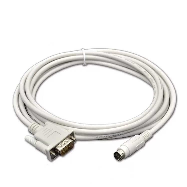 for MT8000-FX Touch Screen MT8000 Connecting FX Series PLC Communication Cable 9-pin Male to 8-pin Round Header White : 2 Meters