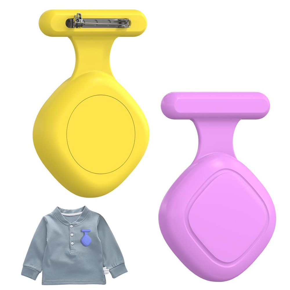 [2 Pack] Waterproof Tile Mate Holder for Kids, Soft Silicone Tile Mate Hidden Pin Holder for Kids Elder Clothing, Anti Lost Hidden Full Case Cover Compatible with Tile Mate 2022 (Purple+Yellow)