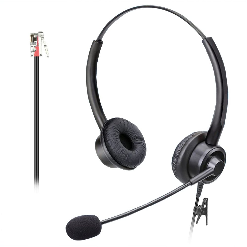 Callez RJ9 Phone Headset for Office Phones with Noise Cancelling Microphone, Binaural Telephone Headsets Compatible with Cisco 8841 8845 8851 8865 6945 7811 7821 7940 7841 7861 7945 7965 VOIP Phone
