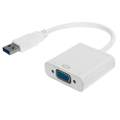 Zopsc USB3.0 to VGA Converter 5Gbps HD 1080P Adapter Cable 15Pin Female, Supports Multi Display Solutions, No External Power Supply, for PC laptops, Desktops, Monitors. (White)