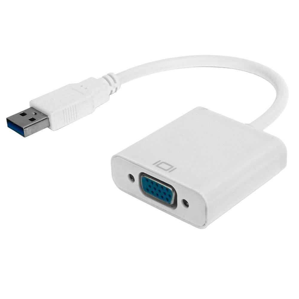 Zopsc USB3.0 to VGA Converter 5Gbps HD 1080P Adapter Cable 15Pin Female, Supports Multi Display Solutions, No External Power Supply, for PC laptops, Desktops, Monitors. (White)