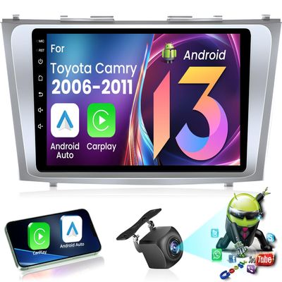 8 Core 64G 5GWIFI Upgrade Android Car Radio for Toyota Camry 2007 2008 2009 2010 2011: 9" 1280P HD Touch Screen Stereo, Wireless Carplay Android Auto, GPS Navigation AM/FM DSP Bluetooth Backup Camera
