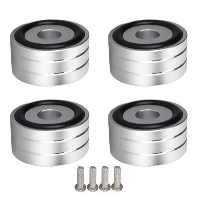 4Pcs Speaker Isolation Feet, Aluminum Alloy Spike Stand with Anti-Slip Rubber for Speakers DACs, Vibration Reduction for Clearer Sound (40x20mm/1.57x0.78in) (Silver)