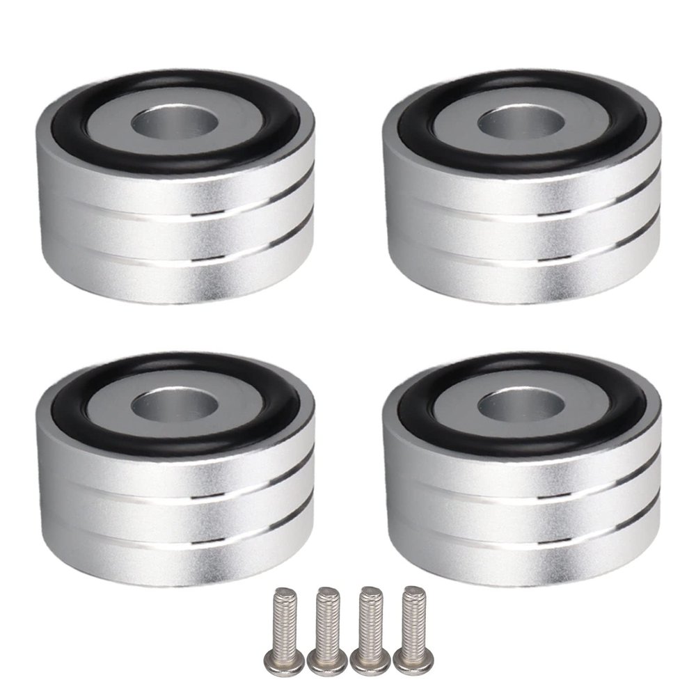 4Pcs Speaker Isolation Feet, Aluminum Alloy Spike Stand with Anti-Slip Rubber for Speakers DACs, Vibration Reduction for Clearer Sound (40x20mm/1.57x0.78in) (Silver)