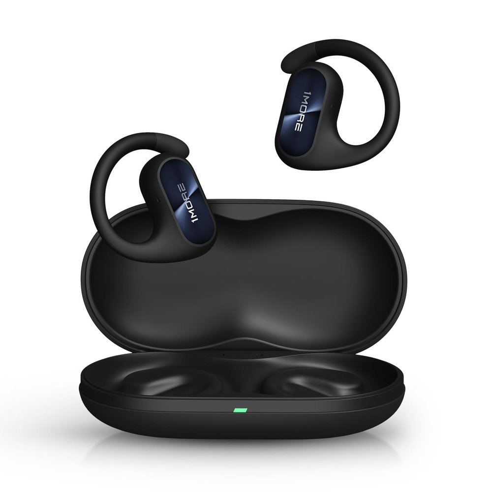 1MORE Fit SE S30 Open Ear Headphones, Wireless Bluetooth Headphones with 4 Microphones for Clear Calls, Sports Earbuds Split Design with Earhooks, IPX5, 30-Hour Playtime, 5.3, Black (EF606)