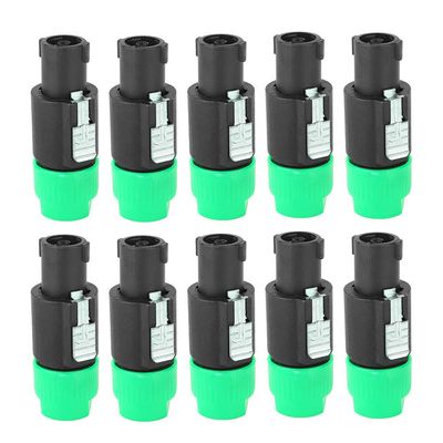 10PCS Audio Speaker Connector,Speaker Connector C NL4FC Audio Speaker Connector Waterproof Speakon Plug Cable Connector 4 Pin Speakon Plug Cable Connector Audio Video Connector Copper Plated (Green)