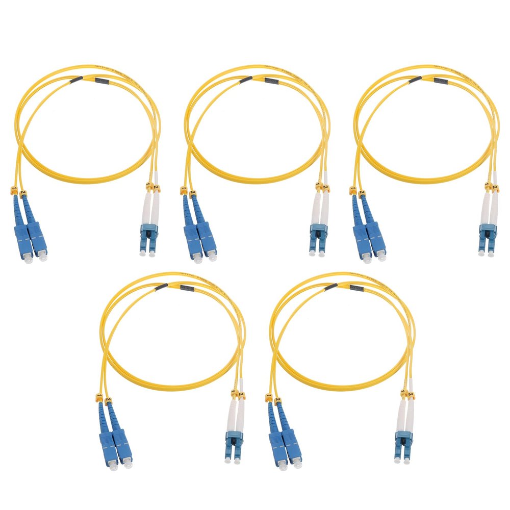 MECCANIXITY 5Pcs 6.6Ft Single-Mode Duplex Fiber Optic Patch Cable LSZH Fiber Jumper Optical LC to SC for Data Centers Router Switches Transceivers