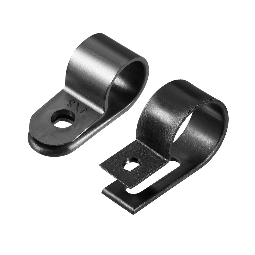 MECCANIXITY R Type Cable Clip Clamp Kit 15-19mm and 1/2 Inch for Wire Management Black 50 Set
