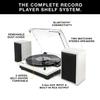 Victrola Montauk Vinyl Record Player, 3-Speed Belt Driven Turntable with Stereo Bluetooth Speaker Pair, RCA Output and 3.5mm Headphone Jack, Removable Dust Cover, Farmhouse Walnut Finish view 2