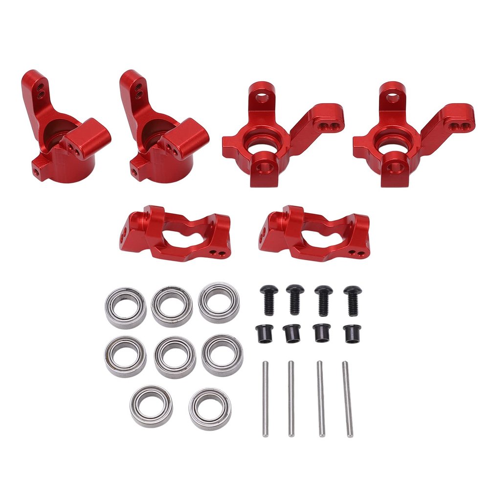 OUKENS RC Steering Group Assembly Set Car Model Accessory Aluminum Alloy RC Car Steering Assembly Kit for Car Upgrade Parts (Blue and Red) (Blue)