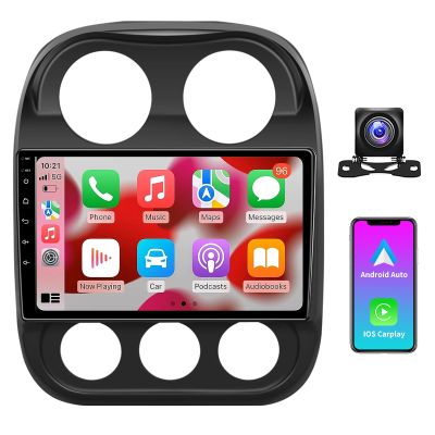 10.2 Inch 5G WiFi 8 Core Car Stereo Upgrade Radio for 2010-2016 Jeep Compass Patriot Carplay Android Auto Android 13.0 Support FM/AM/RDS 48EQ Mirroring Rear 1080P Camera SWC 4RAM+64ROM