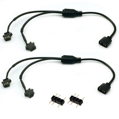 1-to-2 ARGB Splitter Cable Adapter, 5V 3-Pin JST SM 3Pin Female, 11.8 Inches, 2-Pack