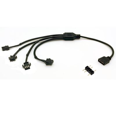 1-to-4 ARGB Splitter Cable, 5V 3-pin to JST SM 3Pin Female Adapter Cable, 5V 3-Pin Digital Addressable RGB Splitter Cable, 1 to 4 Female ARGB Cable, 11.8 Inches, 1-Pack