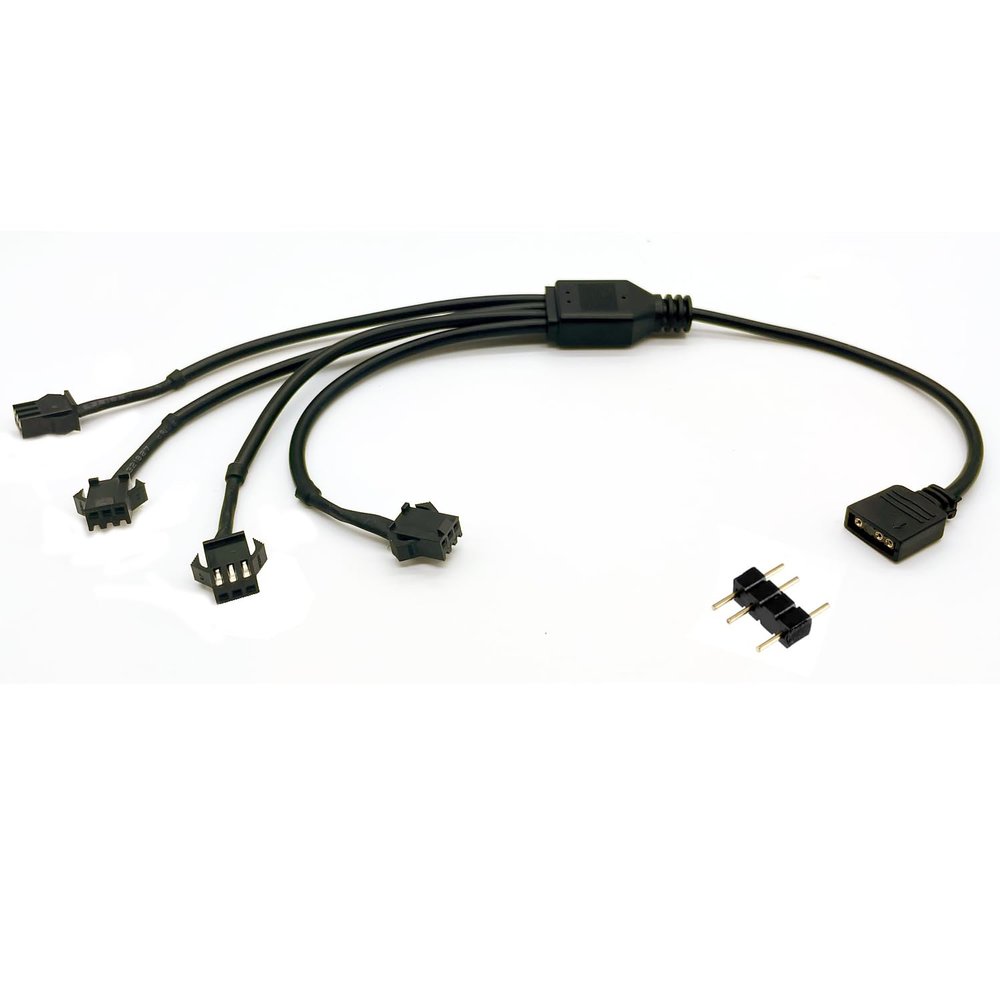 1-to-4 ARGB Splitter Cable, 5V 3-pin to JST SM 3Pin Female Adapter Cable, 5V 3-Pin Digital Addressable RGB Splitter Cable, 1 to 4 Female ARGB Cable, 11.8 Inches, 1-Pack