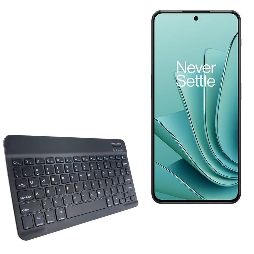 BoxWave Keyboard Compatible with OnePlus Ace 2V - SlimKeys Bluetooth Keyboard, Portable Thin with Chiclet-Style Keys - Jet Black