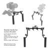 Universal 15mm Rosette Handle Set for DSLR Video Camera Shoulder Mount Rigs, with Adjustable Dual Handle System, 3/8in 1/4in Expansion Holes, Quick Mount view 3