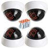 MaximalPower Imitation CCTV Security Dummy Dome Camera with Red LED Light for Home, Shop, Business, etc. - Indoor Outdoor Usage (4 Pack & 8 PC AA Battery) view 1