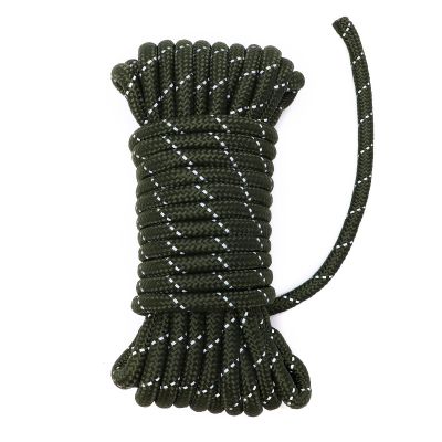 750lb Paracord Rope, 32ft 100% Nylon Mil Spec Paracord, 1/3 Thick Reflective Survival Rope for Clothsline Camping Hiking Military Gear Emergency Green