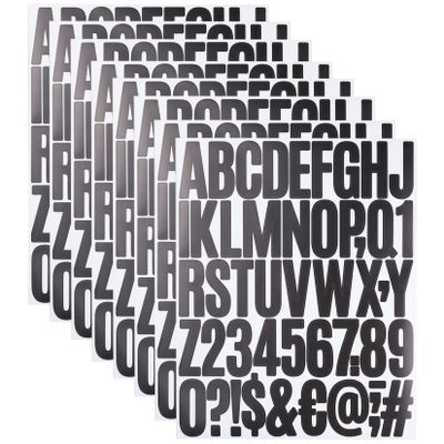 8 Sheets Letter Number Stickers, 2 Inch Vinyl Alphabet Stickers, Self-Adhesive Punctuation Letter Number Sticker for Mailbox, Scrapbooking, Decoration, Craft, Arts, DIY, Decor- Black