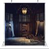 BELECO 15x10ft Fabric Ruined Mansion Halloween Photography Backdrop Scary Haunted House with Bones and Skulls Dark Misty Forest Background for Halloween Theme Party Decorations Photo Studio Props view 3