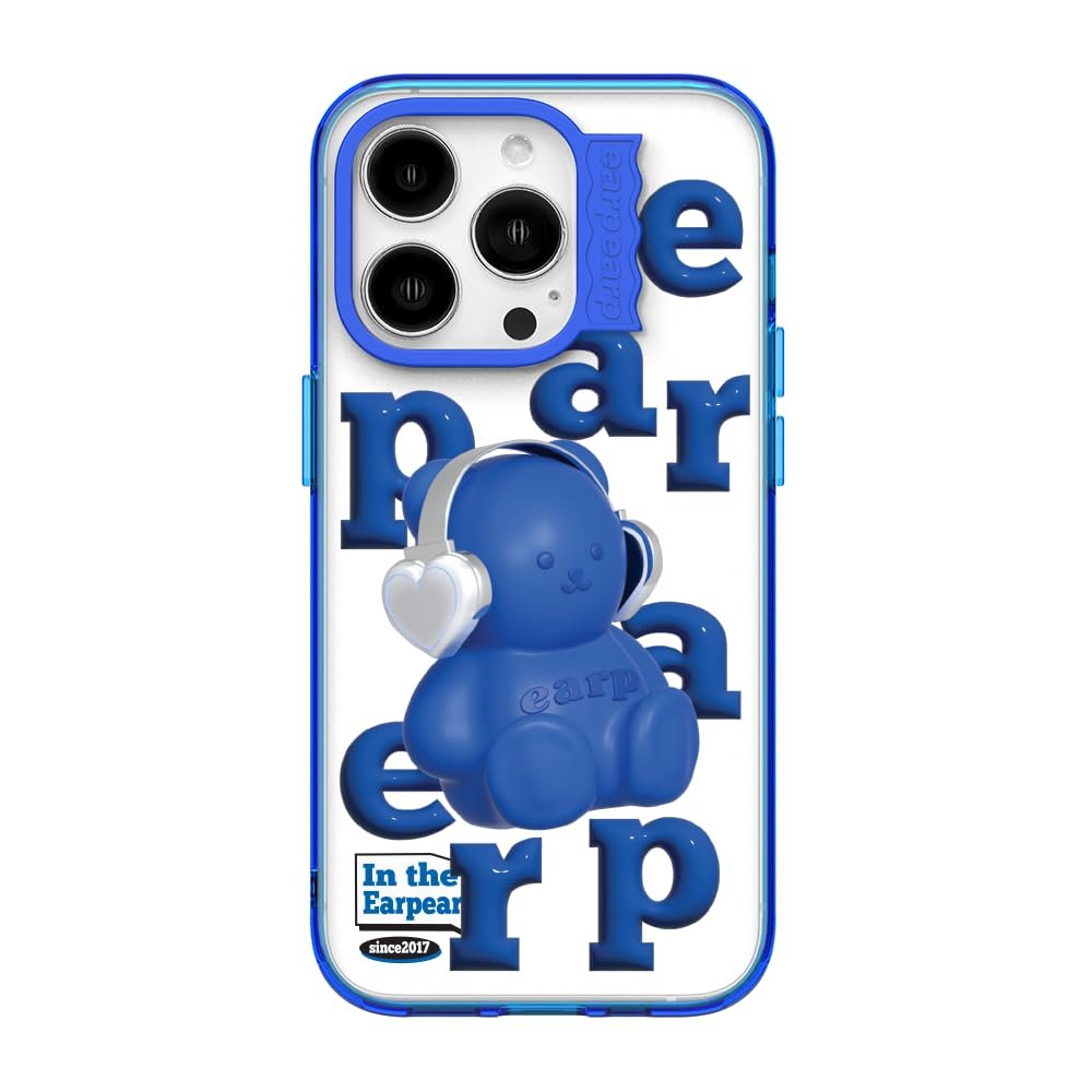 [EarpEarp] Wave Label CASE, Designed for iPhone 14, Shockproof Phone Case, Lightweight and Shock Absorbption, and Design, Camera and Screen Protection (Blue)
