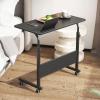 DlandHome Mobile Bed Table 31.5 Inch, Adjustable Side Table Laptop Computer Stand Desks with Tablet Slot Cart Tray Wheels,Black#2 view 2