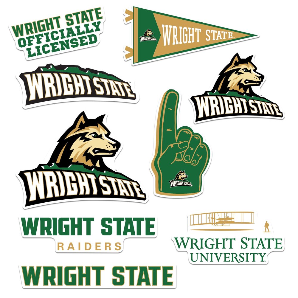 Wright State University 8ct Vinyl Large Deluxe Stickers Variety Pack - Laptop, Water Bottle, Scrapbooking, Tablet, Skateboard, Indoor/Outdoor - Set of 8