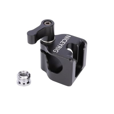 NICEYRIG 15mm Rod Clamp to Cold Shoe Mount, Locating Holes for ARRI & 1/4, for 15mm Rod Rail Extension Support - 552