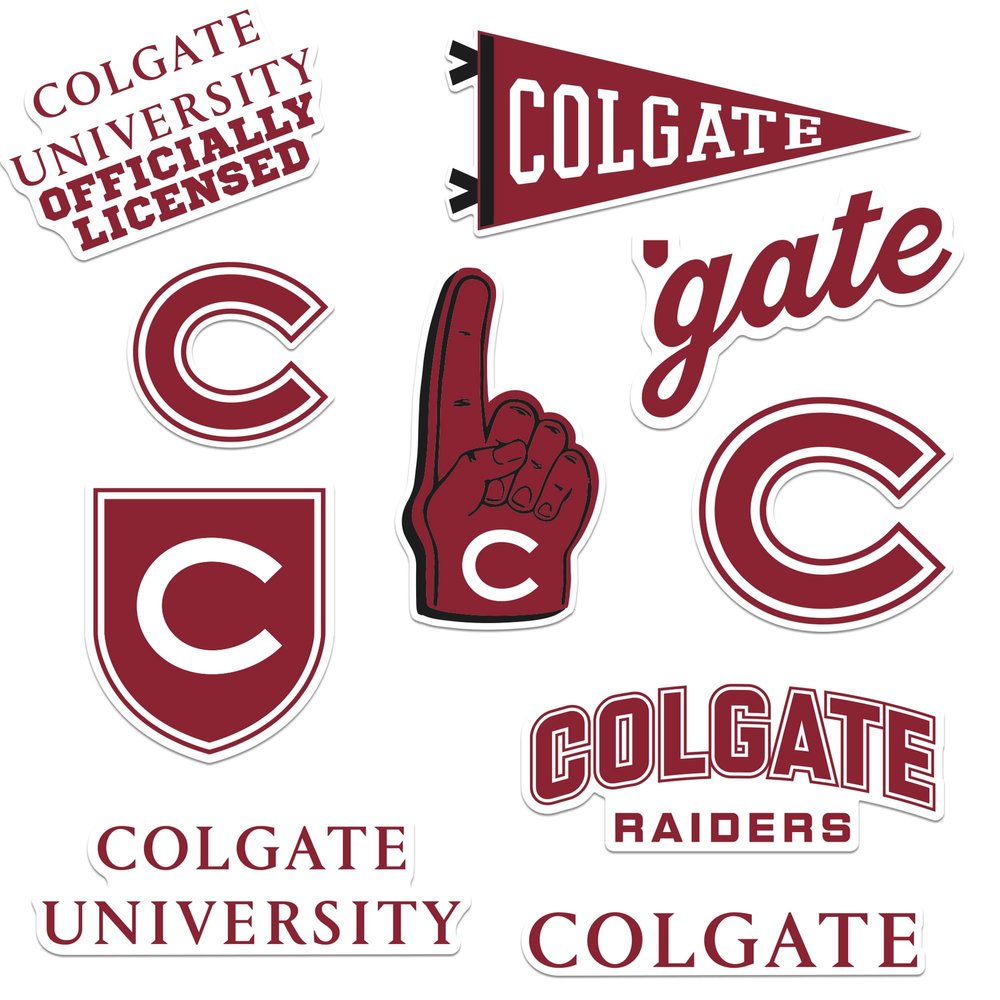 Colgate University 9ct Vinyl Large Deluxe Stickers Variety Pack - Laptop, Water Bottle, Scrapbooking, Tablet, Skateboard, Indoor/Outdoor - Set of 9