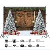 Leowefowa Christmas Barn Wooden Door Backdrop Winter Xmas Tree Wreath Decors Photography Background 5x3ft Kids Adult Family Supplies Banner Party Holiday New Year Christmas Eve Photo Studio Props view 3