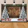 Leowefowa Christmas Barn Wooden Door Backdrop Winter Xmas Tree Wreath Decors Photography Background 5x3ft Kids Adult Family Supplies Banner Party Holiday New Year Christmas Eve Photo Studio Props view 4