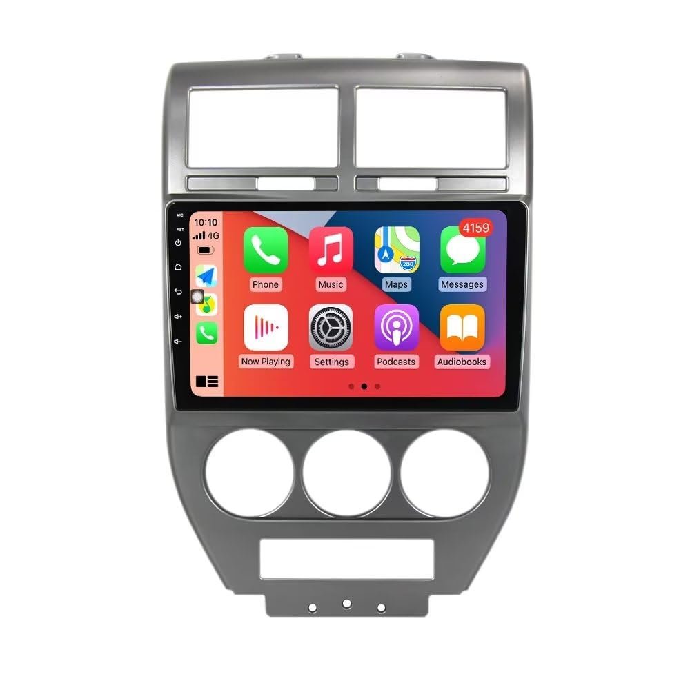 10.1" 2+32GB Touch Screen Android 12 Car Radio for Jeep Compass 1 MK 2006-2010 Stereo Dash Kit Built-in Car-Play Android Auto GPS Navigation,Support FM/SWC/Rear View