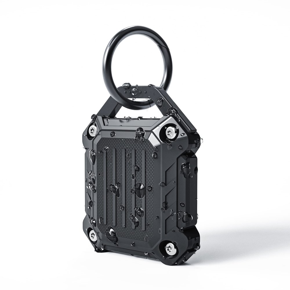 Dovick- Waterproof Airtag Keychain Holder Case,Screw Full Cover Compatible with Apple Air Tag Tracker Key Ring Black 1 Pack