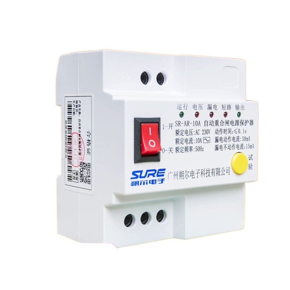 SaNzia Automatic reclosing Leakage Protector self-Recovery Over-undervoltage Power Switch 220 Lightning Protection Shor SR-AR-10A