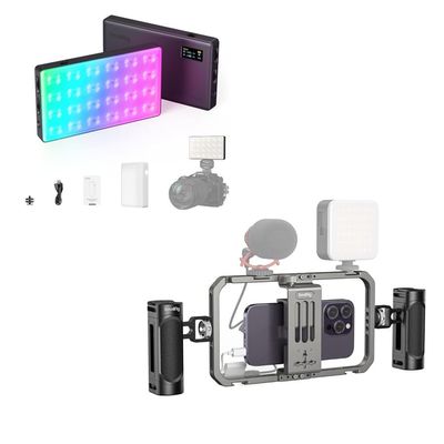 Bundle:SmallRig RM120 RGB Video Light 3808+SmallRig Universal Phone Cage 4121
