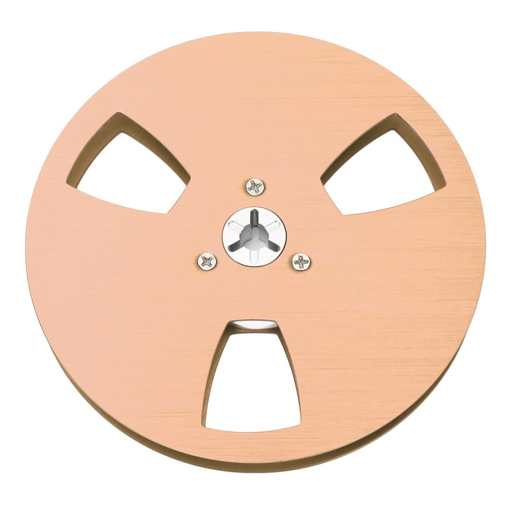 5 Inch Takeup Reel, Open Reel Aluminum Alloy Takeup Reel, 3 Wind Resistance Holes, 1/4 Empty Tape Reel for Opening Machine Part (Gold)